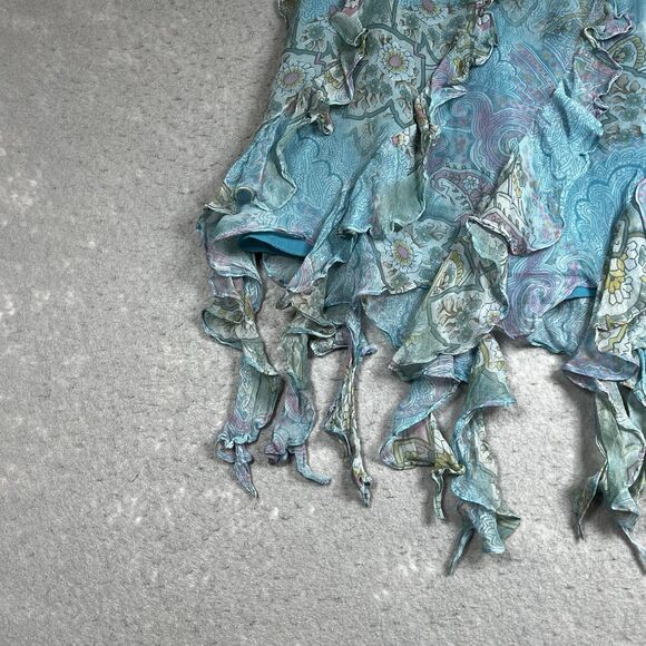 VTG Ice Midi Skirt Womens 10 Sheer Mesh Asymmetrical Fairy Grunge Boho Silk - Picture 5 of 13